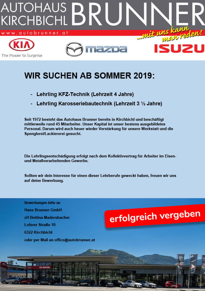 Karriere Autohaus Brunner Kirchbichl