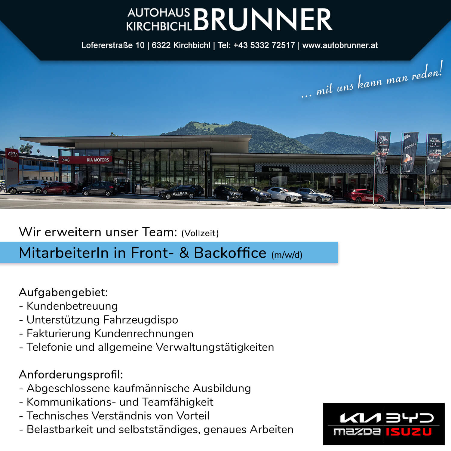 Karriere Autohaus Brunner Kirchbichl